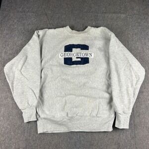 VTG Georgetown University Mens Sz XL Gray Crewneck Sweatshirt Reverse Weave Flaw